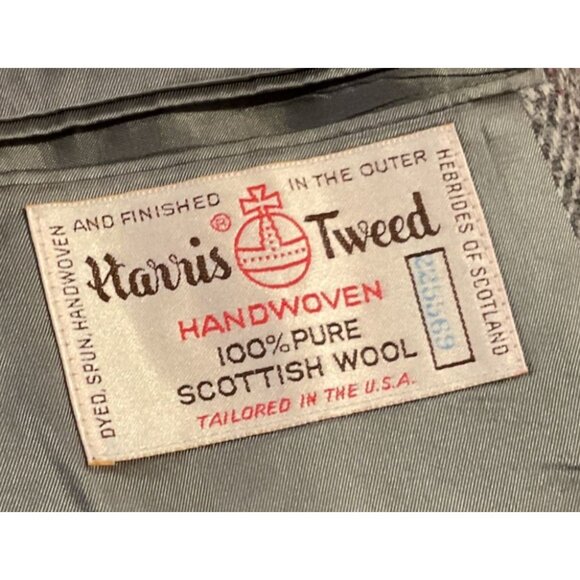 Vtg Harris Tweed Sport Coat Sz 48L Gray Brown Handwoven 100% Pure Scottish Wool - Picture 2 of 8